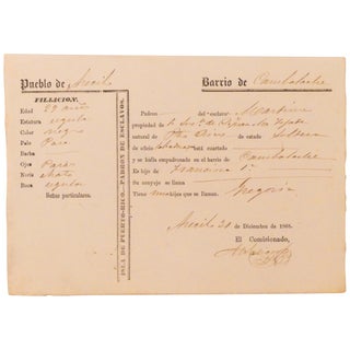 Item No: #133 [Registration Document for an Enslaved Woman in Puerto Rico]....