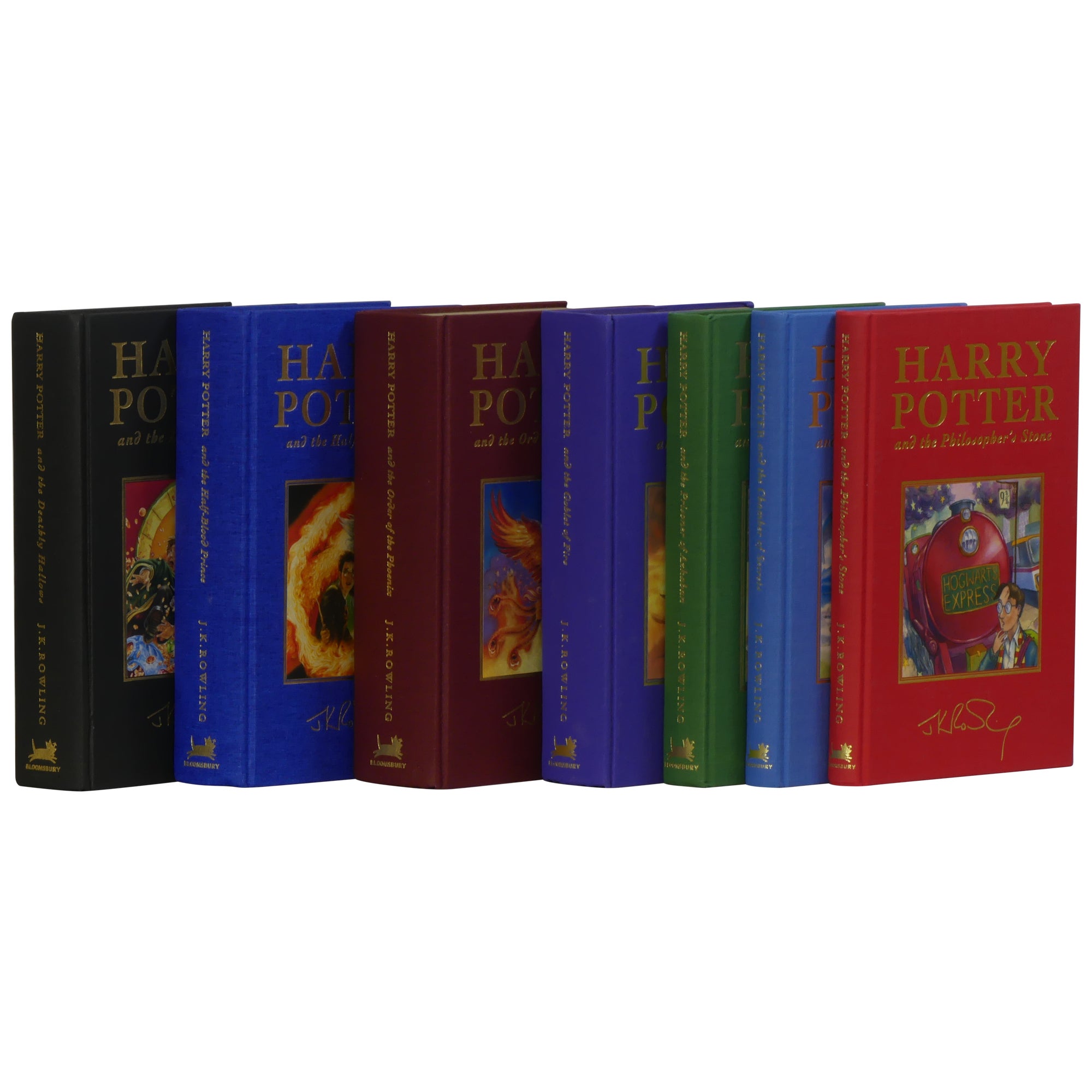 HARRY POTTER BOOKS, SET OF SEVEN, HARD COVER, EXCELLENT, FIRST EDITION