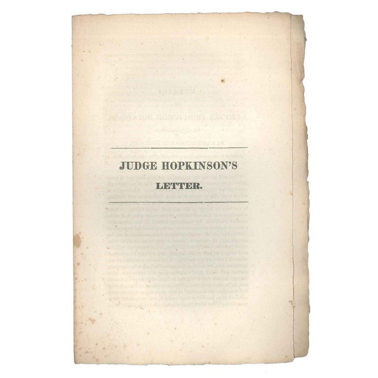 Item No: #306856 Extract of a Letter from Judge Hopkinson, of Philadelphia, to a Gentleman in England, Published in the London Morning Chronicle of the 15th October, 1829 [Caption title] / Judge Hopkinson's Letter [cover title]. Joseph Hopkinson.