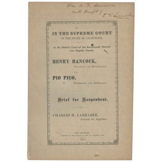 Item No: #307141 Henry Hancock, Plaintiff and Respondent, vs. Pio Pico,...
