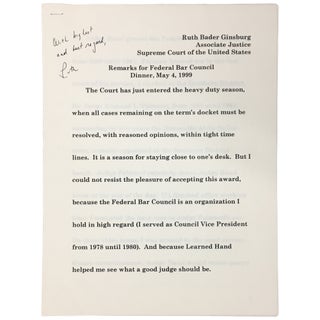 Remarks for Federal Bar Council Dinner, May 4, 1999