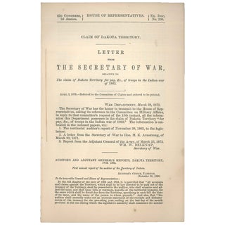 Item No: #307449 Establishment of Indian Tribes. Letter from the Secretary of...