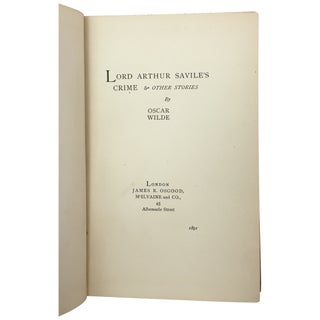 Lord Arthur Savile's Crime and Other Stories [in Amazing Condition]