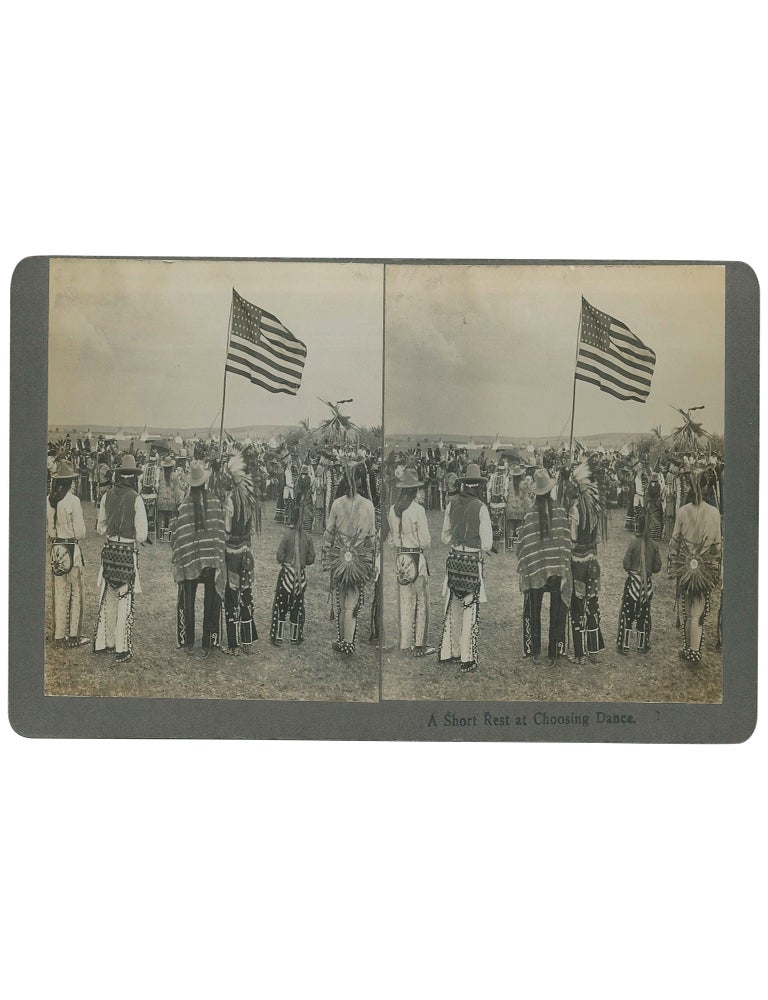 Montana Native American Dance Stereoviews (The Grass Dance in Full Swing; A Short Rest at Choosing Dance; The Snake Dance [at] Flathead Reservation, Mont.]