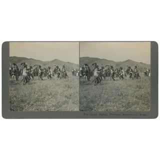 Montana Native American Dance Stereoviews (The Grass Dance in Full Swing; A Short Rest at Choosing Dance; The Snake Dance [at] Flathead Reservation, Mont.]