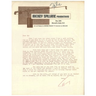 Item No: #307760 Typed Letter, Signed, to the Journalist Hy Gardner. Mickey...