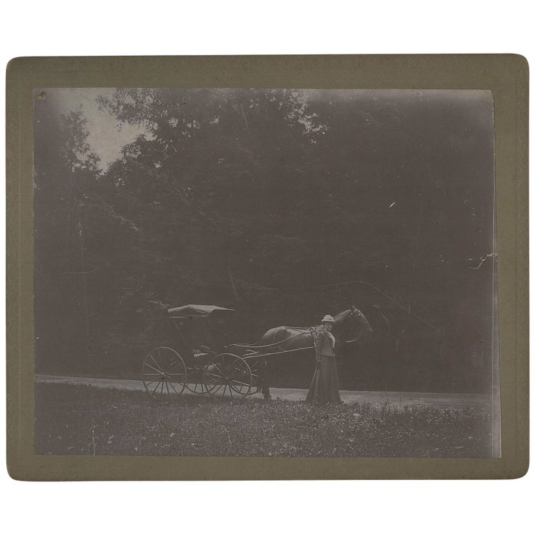 Item No: #308023 Photograph of Dr. Consuelo Clark Stewart with a Horse-and-Buggy. 19th Century Women Physicians, Herbert A. Clark.
