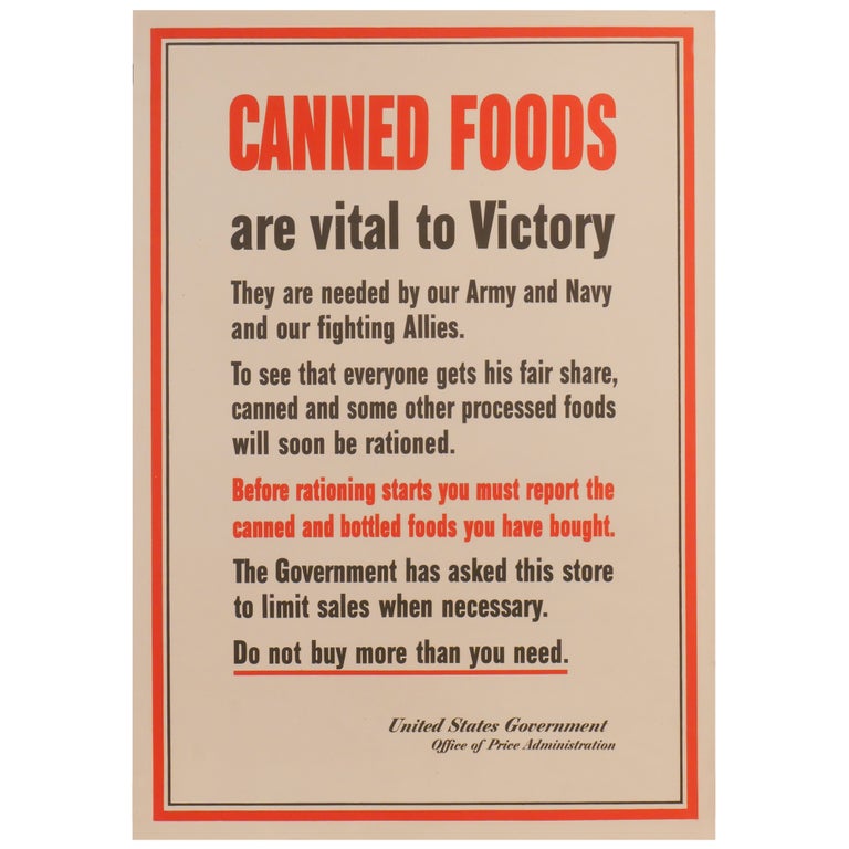 Item No: #308145 Canned Foods Are Vital for Victory [Poster]. United States Government Office of Price Administration.