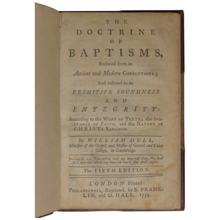 Item No: #308196 The Doctrine of Baptisms; Reduced from its Ancient and Modern...