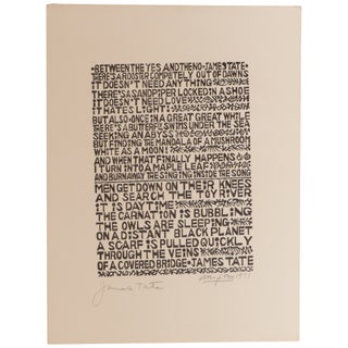 Item No: #308316 Between the Yes and the No [Broadside]. James Tate