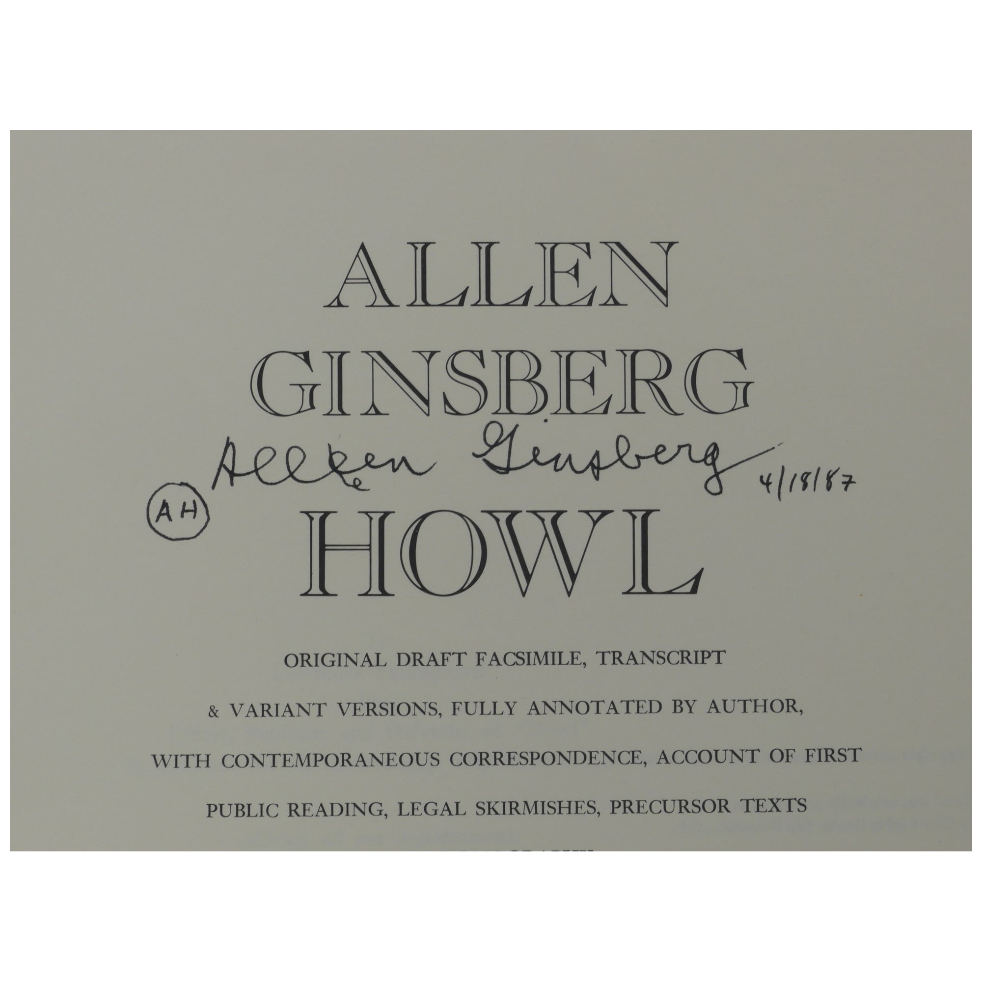Howl Annotated Howl:. Original Draft Facsimile, Transcript & Variant Versions, Fully ...