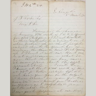 Item No: #35527 Manuscript Letter, Los Angeles, March 5, 1870, sent to J. F....
