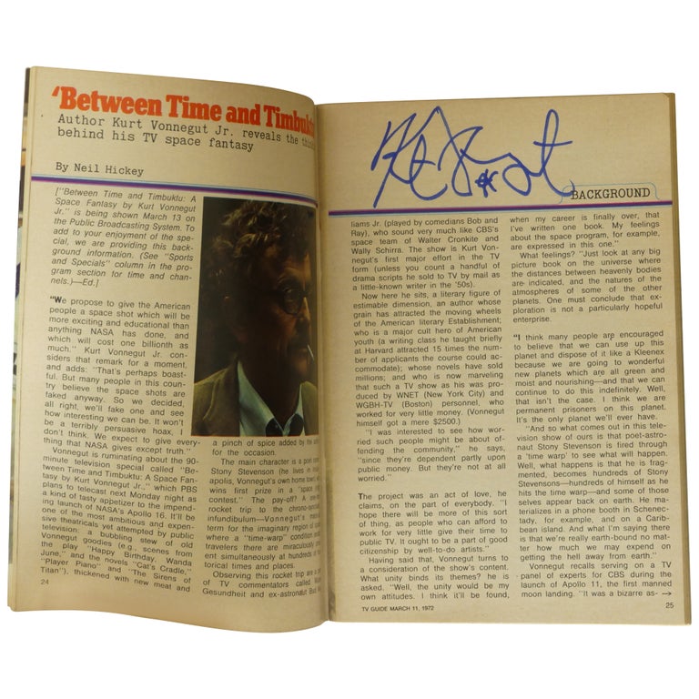 Item No: #362379 "Between Time and Timbuktu" in TV Guide, March 11–17, 1972. Kurt Vonnegut.