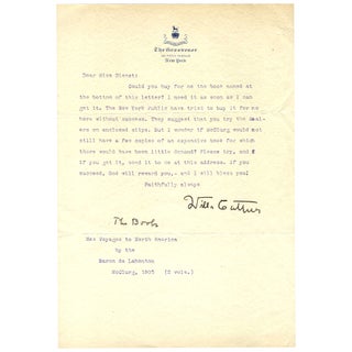 Item No: #362408 Typed Letter, Signed about Research Materials for Shadows on...
