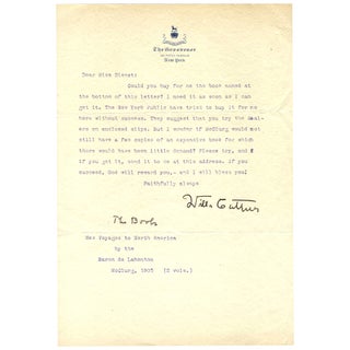 Item No: #362408 Typed Letter, Signed about Research Materials for Shadows on...
