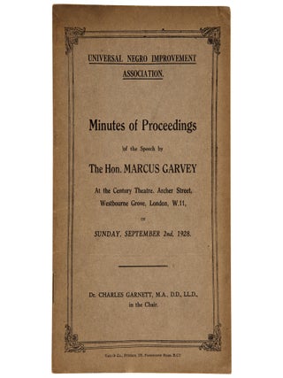 Item No: #362495 Minutes of proceedings of the speech by the Hon. Marcus Garvey...
