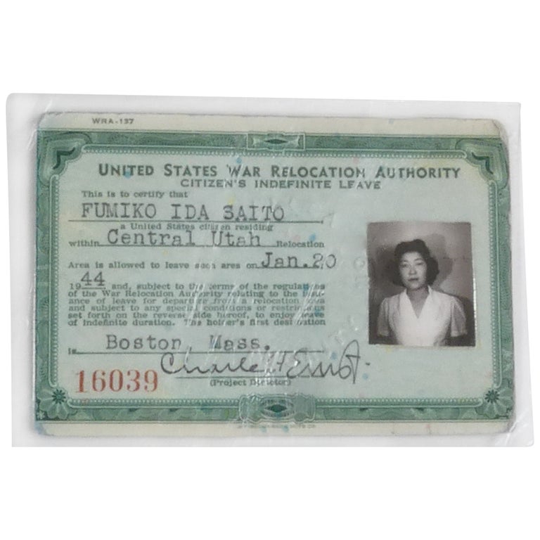 Item No: #362549 Citizen's Indefinite Leave Card. United States War Relocation Authority.