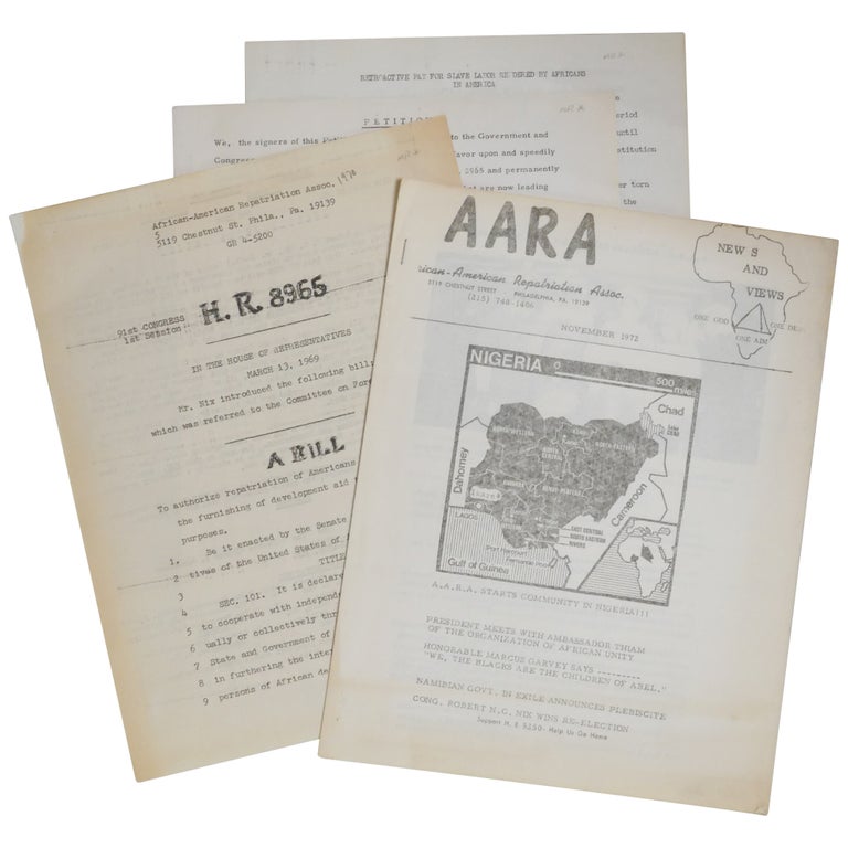 Item No: #362632 AARA News and Views, November 1972 with related ephemera. African-American Repatriation Association.