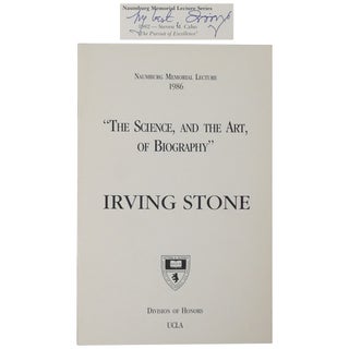 Item No: #362656 The Science, and the Art, of Biography. Irving Stone