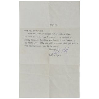 Item No: #362703 Typed Letter, Signed, to Larry McMurtry. Philip Roth