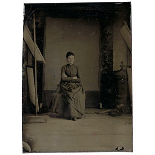 Tintype of a Woman in Photo Studio with Reflectors