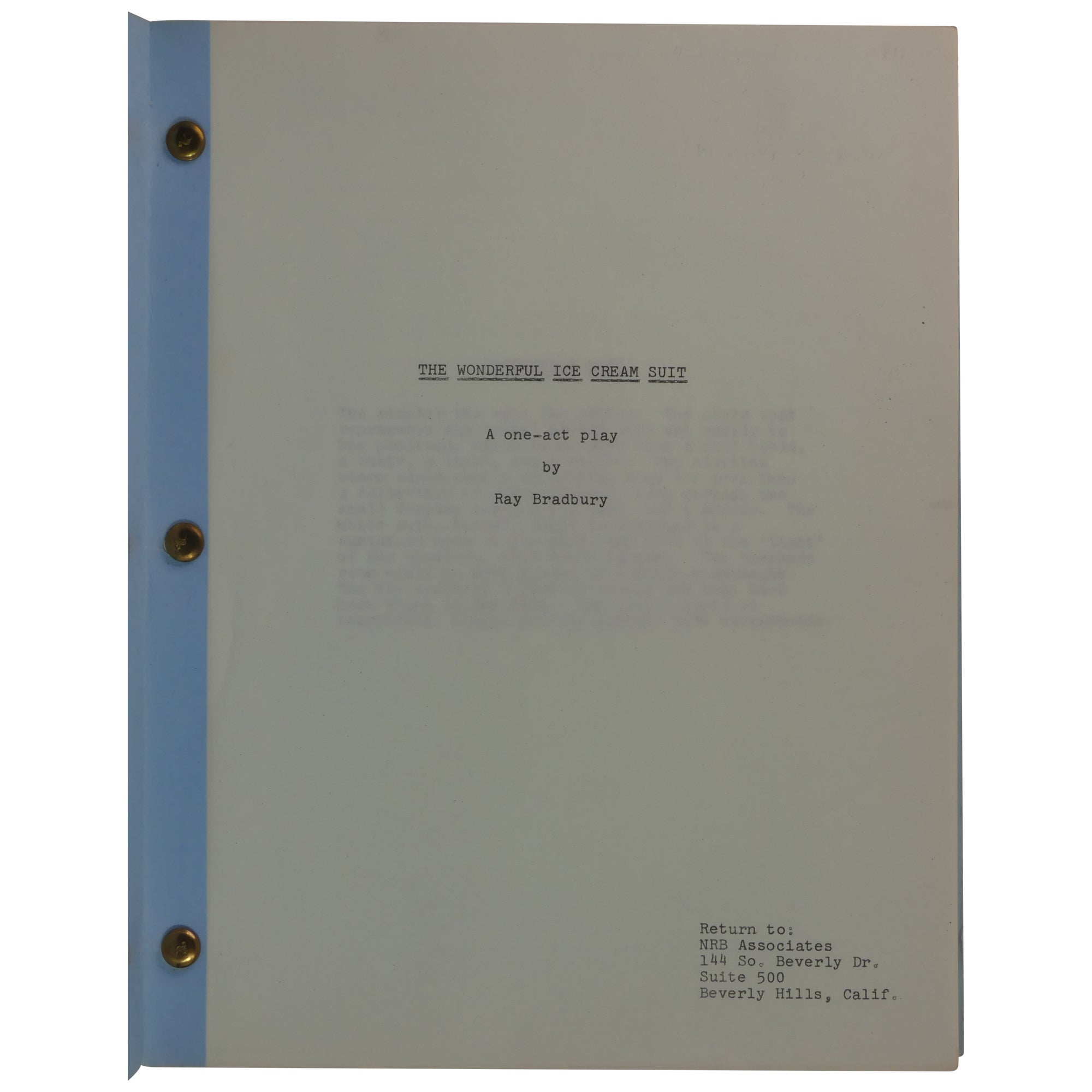 Script On Ice The Wonderful Ice Cream Suit: A One Act Play Playscript | Ray Bradbury ...