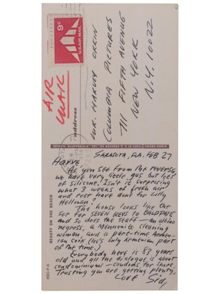 Item No: #364215 Humorous Autograph Postcard Signed. S. J. Perelman