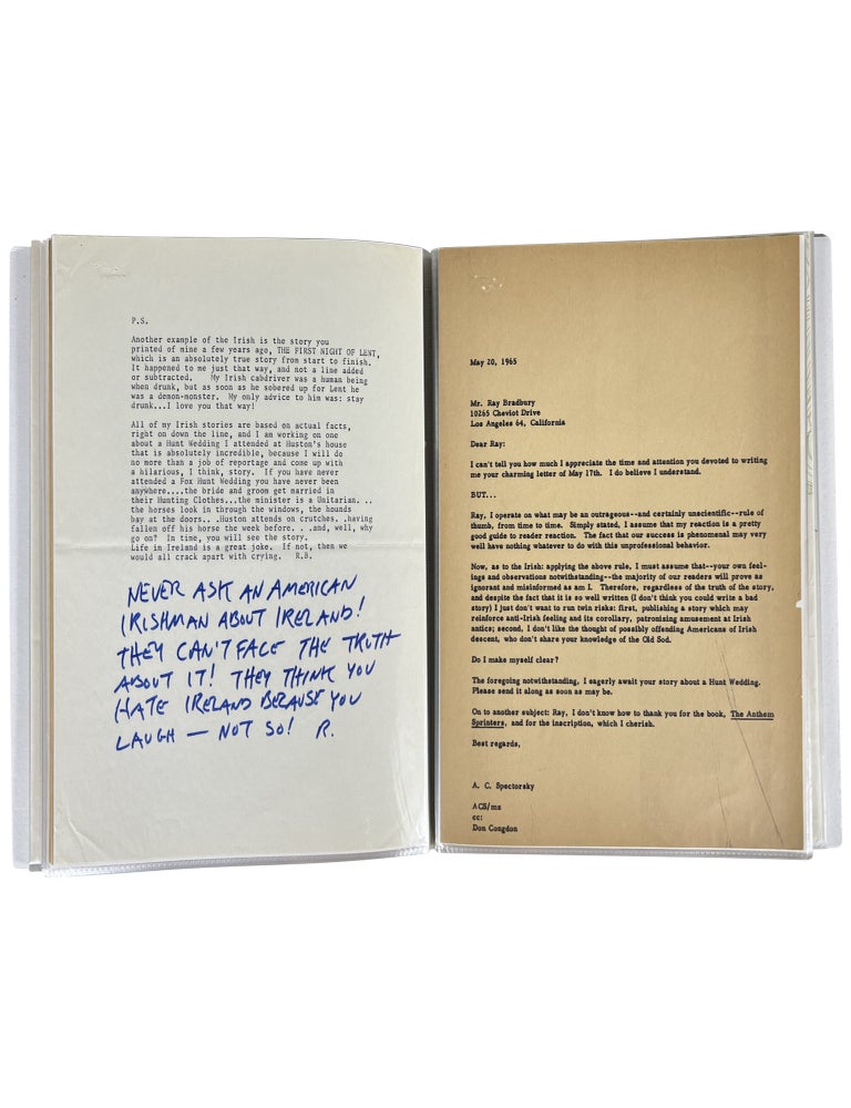 Archive of 37 Typed Letters, Signed, to Playboy Staff, with In-House Playboy Notes and Memos About Bradbury