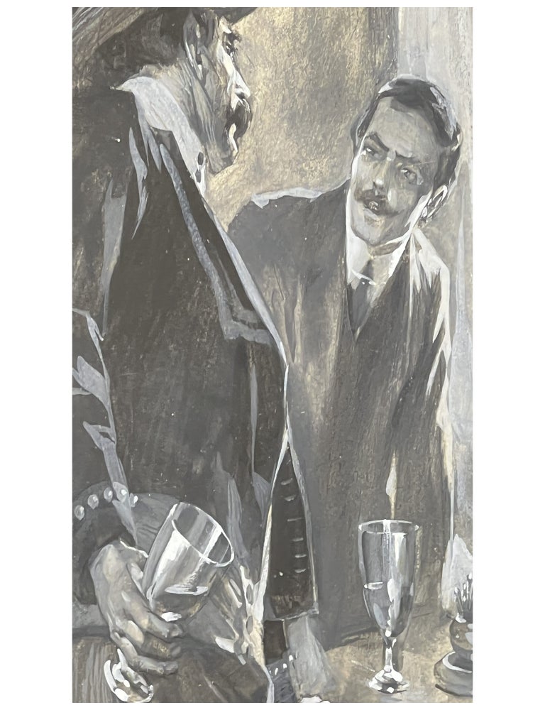 Original Wash Painting of a Scene in a French Inn