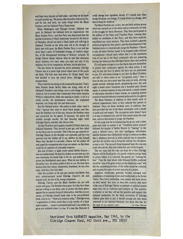 Requiem for Non-violence and Getting Eldridge Cleaver