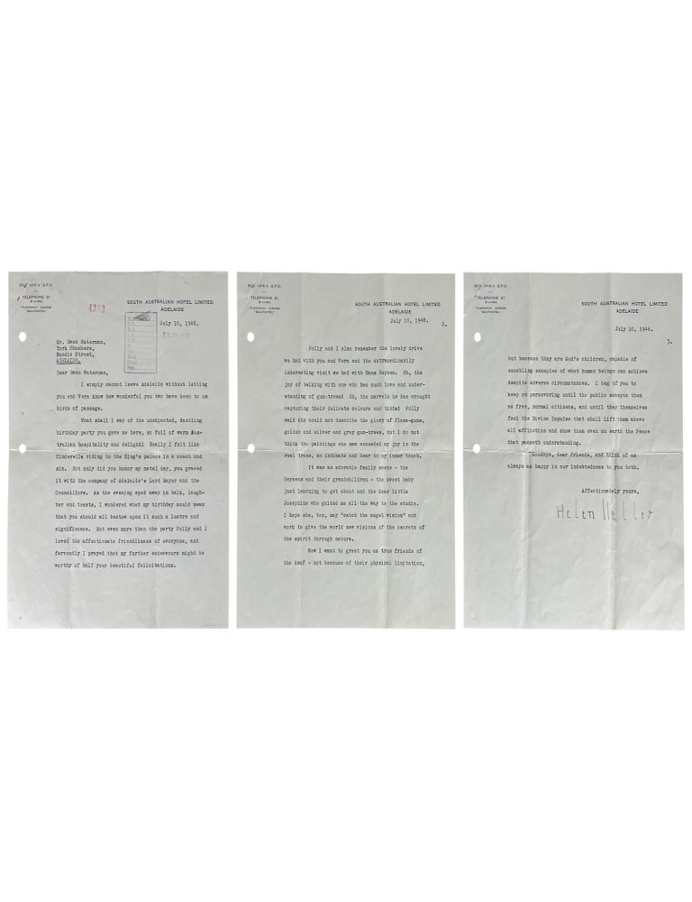 Two Typed Letters, Signed, to the President of the South Australian Adult Deaf Society