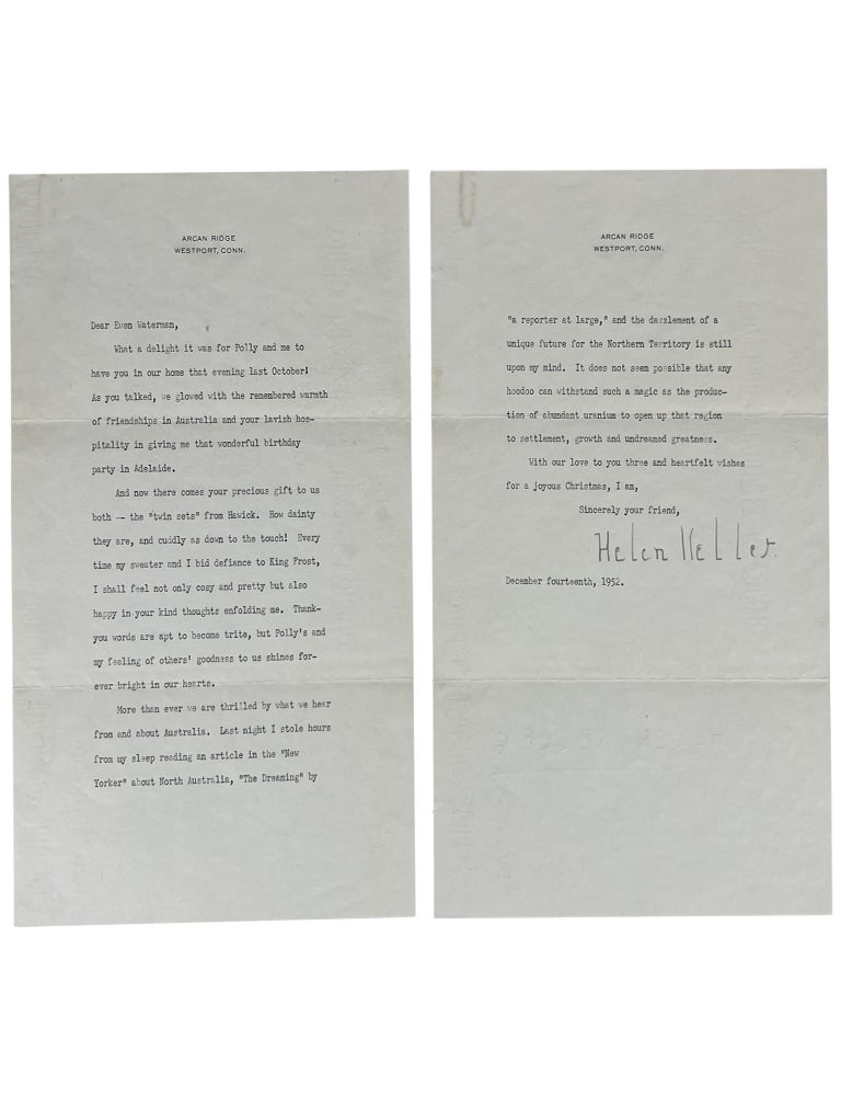 Two Typed Letters, Signed, to the President of the South Australian Adult Deaf Society