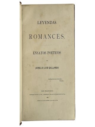 Item No: #365217 Leyendas y romances. Ensayos poeticos. Aurelio Luis Gallardo