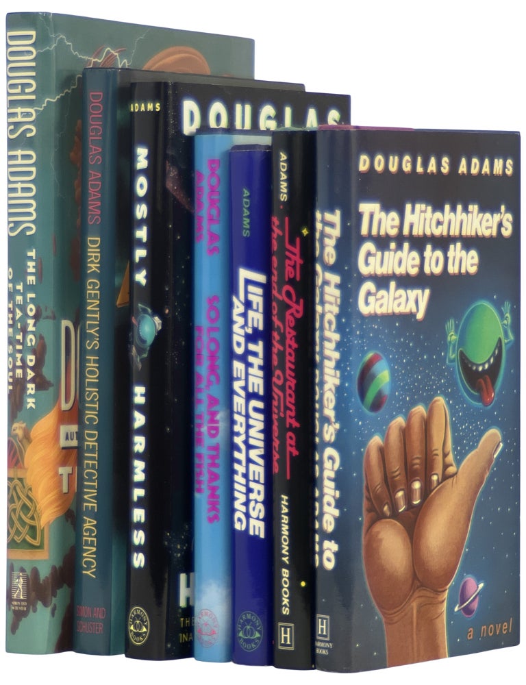 Complete Douglas Adams including the Hitchhiker's Trilogy (in Five Volumes): The Hitchhiker's Guide to the Galaxy; The Restaurant at the End of the Universe; Life, the Universe and Everything; So Long, and Thanks for All the Fish; and Mostly Harmless + Dirk Gently's Holistic Detective Agency and The Long Dark Tea-time of the Soul