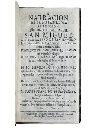 Item No: #365403 Narración de la marabillosa aparición que hizo el archangel...