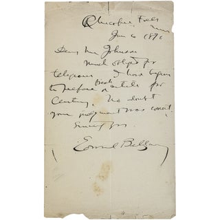 Item No: #366344 Autograph Letter, Signed, June 6, 1896. Edward Bellamy