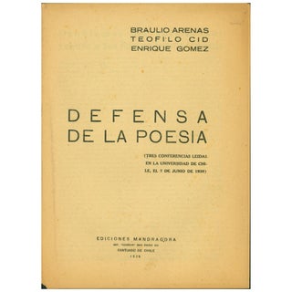 Item No: #490 Defensa de la poesia (Tres conferencias leidas en la universidad...